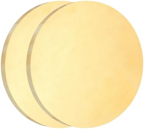 uxcell 2Pcs Brass Round Plate, 0.2"(5mm) Thick 2"(51mm) Dia H65 Brass Round Disc Blank Metal Sheet Copper Circle Disc for Metal Stamping DIY Crafts