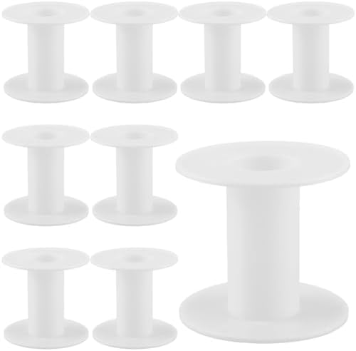 SUNNYCLUE 15Pcs 64 x 58mm Empty Spool Plastic Bobbins Bulk White Ribbon Weave Crochet Sewing Organizer Holder Chain Tape Spool for Thread Crafts Arts Stitch Supplies Embroidery Needle Yarn Women Adult