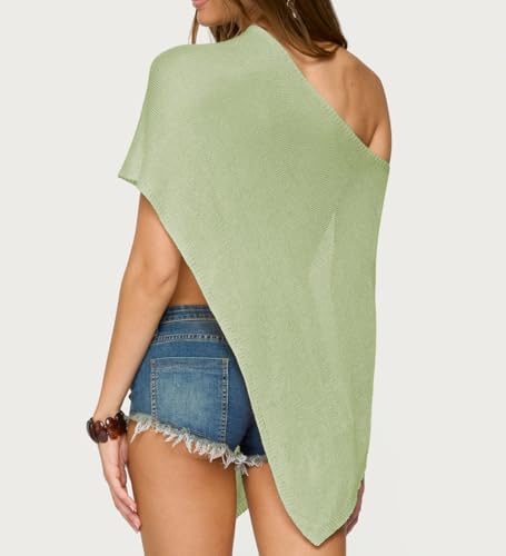 Women Sheer Poncho Shawl Top Lightweight Knit Pullover Beach Cover Up Tops