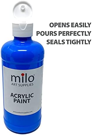 milo Acrylic Paint Set, 12 Primary Colors, 16 oz Bottles, Semi-Gloss