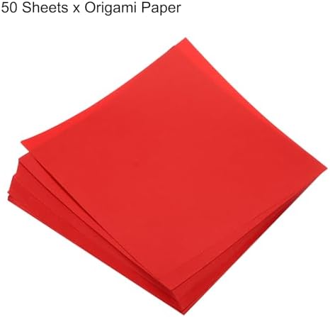 MECCANIXITY 50 Sheets Origami Paper Double Sided 8x8 Inch(20x20cm) Square Sheet for Art Craft Project, Beginners, Gifts Decor, Bright Red
