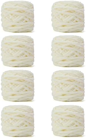 Cream Chunky Chenille Yarn, #6 Super Bulky, 28 oz/576 Yards