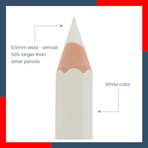 Jerry's Artarama Jumbo Jet Charcoal Pencil, 5.5mm Lead - Durable, Oversized Pencil for Sketching, Outlines & Technical Drawing, Perfect for Kindergarten & Art Enthusiasts - White