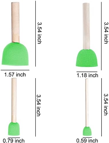WAFJAMF 40 Pcs Round Sponges Brush Set 4 Sizes DIY Painting Tools Green