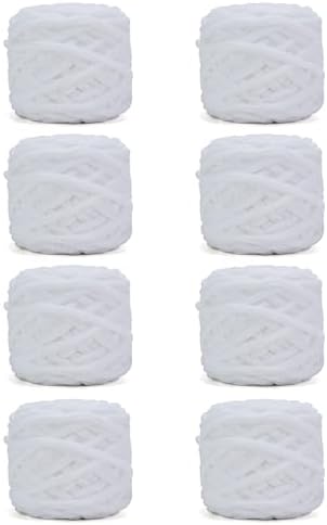White Chunky Chenille Yarn, #6 Super Bulky, 28 oz/576 Yards