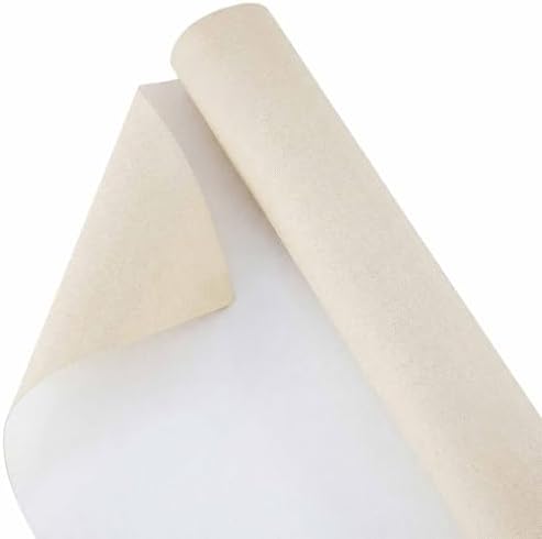 Kinlop 36 Inch X 20 Feet Double Primed Cotton Canvas Roll, Linen Beige