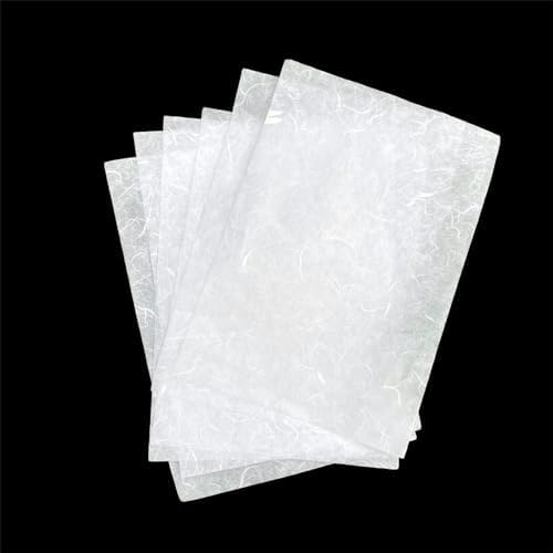 A5 50 Sheets Natural Fiber Mulberry Tree, Mulberry paper Sheets Square Origami, Arts Folding Craft, Decoration, Paper for DIY Crafts. 8.3" x 5.8" (White, A5)