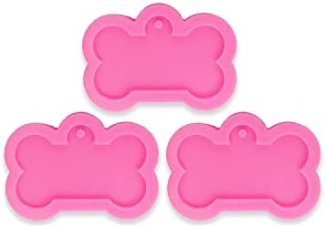 3pc Dog Bones for Pet Dog Tag Necklace Resin Crafting Silicone Mold Crafts Epoxy Resin Art Diy with 10PC Key Ring(DY0061+DY0061+DY0061)