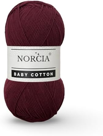 Baby Cotton, 55% Cotton 45% Acrylic Yarn, Fine/Sport (2) for Crochet and Knitting, Soft Amigurumi Yarn, 100 gr (361 yds)