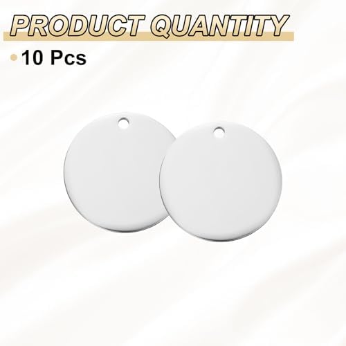 HARFINGTON 10pcs Round Blank Stamping Tag 15mm for Bracelet Crafts Silver