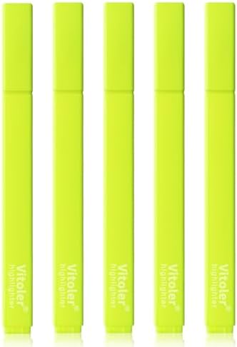 Vitoler Yellow Highlighter, Quick Dry,Cute Chisel Tip 5pcs | Dry Fast,long lasting high quality for bible study,books,journal,writing,school office