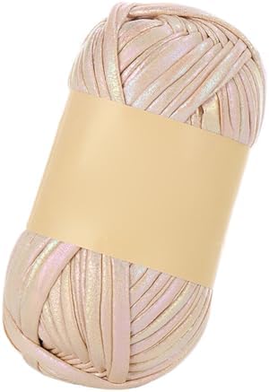 EUBUY Crochet T-Shirt Yarn, Polyester, Beige, Gold, 100 Grams, Perfect for