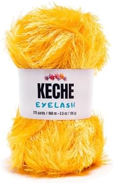 Eyelash Fun Fur Yarn - Premium Soft Crochet Yarn DIY Hand Knitting 100% Polyester 175 Yds 3.53 Oz - Mustard