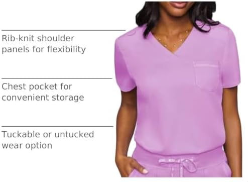 Med Couture Touch Women's Scrub Tops V-Neck Tuck-in Top with 1 Pocket