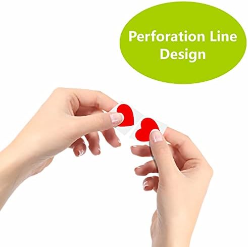 1200 PCS Red Heart Shaped Sticker Labels with Perforation Line in Roll, Use for Valentine's Day, Award Charts, Offices, Teachers & Classrooms, Bookmarks (3/4" in Diameter)