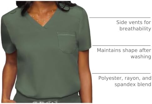 Med Couture Touch Women's Scrub Tops V-Neck Tuck-in Top with 1 Pocket
