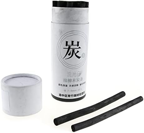E-outstanding Charcoal Sticks 25PCS 7-9mm Dia Black Vine Willow Sketch Charcoal Pencils for Drawing, Sketching and Fine Art,Compressed Charcoal