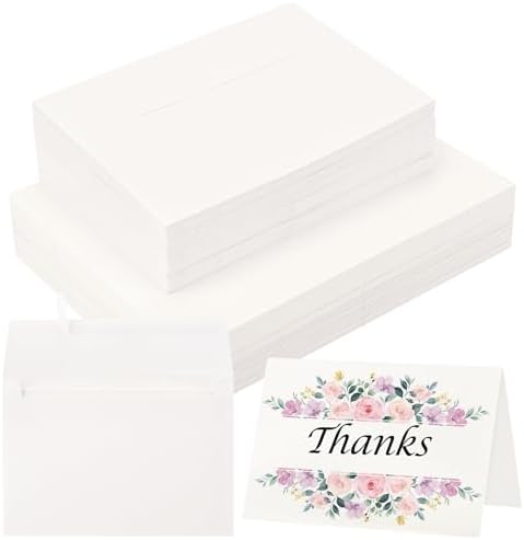 70 Sets Blank Watercolor Cards with Envelopes, 140lb/300GSM Cotton Watercolor Paper Cards, 4 x 6 in Foldable Watercolor Postcards with Envelopes for Greeting Cards Birthday Wedding Invitations