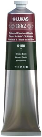 Lukas 1862 Professional German Oil Paint, Green Earth 200 mL - w/Beeswax & Non-Yellowing Sunflower Oil, Short Drying Time, Smooth, Outstanding Lightfastness