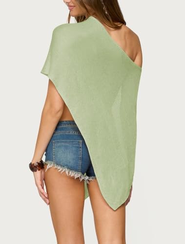 Women Knit Poncho Top Sheer Crochet Shawl Cover Up