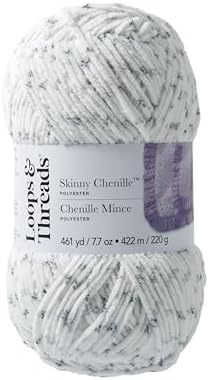 Loops & Threads Skinny Chenille Multi Yarn - Yarn for Knitting, Crochet, Weaving, and Arts & Crafts - Panda Multi, Polyester, 7.7 oz