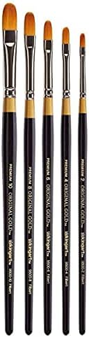 KINGART Premium 5 pc. Original Gold 9500 Series Filbert Artist Brush Set, Synthetic Golden Taklon Hair for Acrylic, Oil, Watercolor and Gouache Painting, Short Handle, 5 Sizes: 2, 4, 6, 8, 10