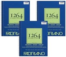 Fabriano 1264 Drawing Pad, 9" x 12", Spiral Bound, 75 lb., 3-Pack