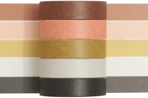 Solid Color Washi Tape Set - 5 Rolls Gradient Rainbow Adhesive Tapes Pastel Arts Decorative Masking Tape Sets for Craft, Kids, Scrapbook, DIY, Gift Wrapping (12-Classic Tone)