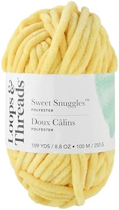 Loops & Threads Sweet Snuggles Yarn - Yarn for Knitting, Crochet, Weaving, and Arts & Crafts - Yellow, Polyester, 8.8 oz