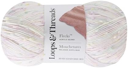 Loops & Threads Flecks Yarn - Yarn for Knitting, Crochet, Weaving, and Arts & Crafts - White, Acrylic Blend, 6.53 oz