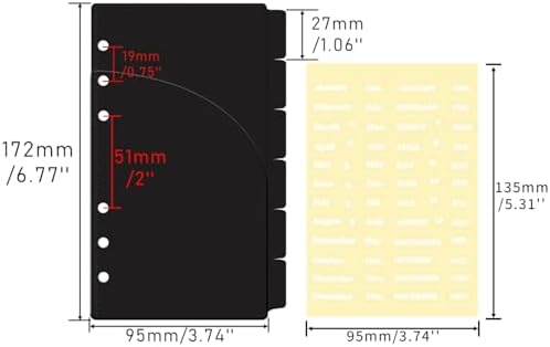 12 A6 Binder Divider Pockets Black Cash Envelopes
