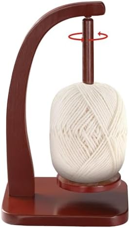 PEKER Yarn Holder Spinner for Crocheting and Knitting, Wooden Yarn Winder with Magnetic Rotation & Anti-Slip Pads, Crochet Accessories for Yarn Storage, Yarn Holder Gift for Knitting Lovers