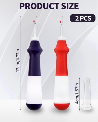 Needle and Thread Seam Ripper, Rippers for Sewing and Thread,Remover Stitch Tool for Hand Sewing, Knitting, Cross Stitching, Embroidery and Thread Removal (Blue+Red)