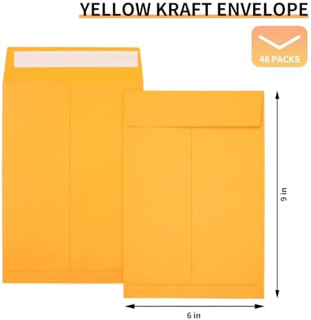 Joyberg 6x9 Envelopes Self Seal, Yellow Envelopes 6x9 Printable, Catalog Mailing Envelopes 6 x 9 Tear Resistant, Kraft Envelope for Mailing Letters, Documents, Photos, Invitation Cards