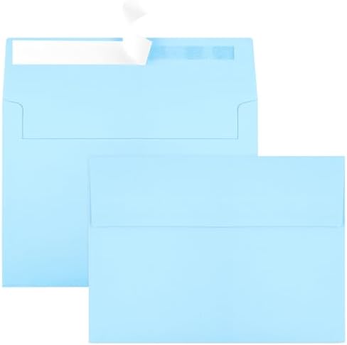 50 Packs Blue 5x7 Envelopes, Blue Envelopes 5x7, A7 Invitation Envelopes Self Seal for Weddings, Invitations, Photos, Greeting Cards, Mailing