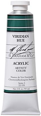 M. Graham & Co. 22-195 M. Graham 2-Ounce Tube Acrylic Paint, Viridian Hue