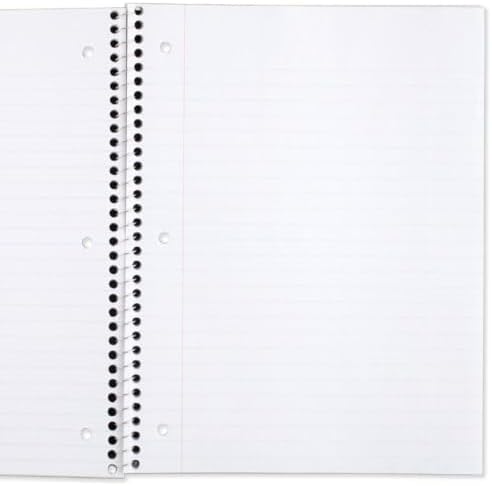 Mead Spiral Notebook, 6 Pack, 1 Subject, Wide Ruled Paper, 7-1/2" x 10-1/2", 70 Sheets per Notebook, Colors Will Vary (930201-ECM25)
