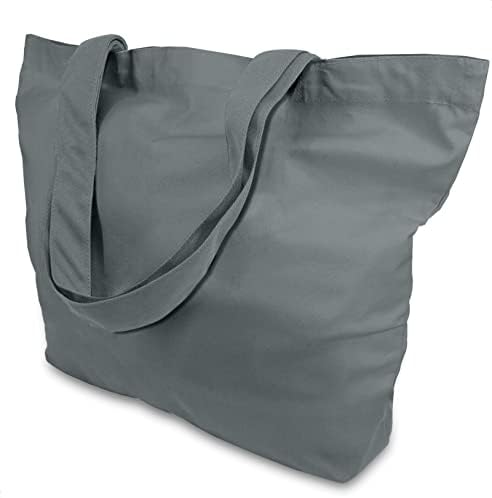 TOPDesign 1-Pack Super Strong Large 12oz Cotton Canvas Tote Bag, Reusable Grocery Shopping Cloth Bag, Fashionable Two-Tone Tote for Crafts, DIY Your Creative Designs