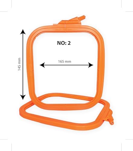 Nurge Square Embroidery Hoop - Plastic Cross Stitch Frame for Needlepoint & Embroidery - Adjustable Craft Hoop - Orange - Set of 3