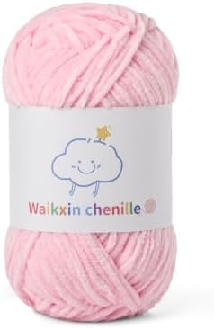 Skinny Chenille Yarn for Crocheting, 1.75 oz/ 109 yds Amigurumi Yarn&Baby Yarn for Crocheting Soft, Fluffy Fingering Weight Velvet Yarn for DIY Crafts&Baby Blankets.(Light Pink)