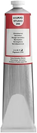 Lukas Studio Artist Oil Color Paints - High-pigment oil paint made with natural binder for artist, painting, & more! - [Vermillion - 200 mL]