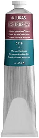 Lukas 1862 Professional German Oil Paint, Manganese Cerulean Blue 200 mL - w/Beeswax & Non-Yellowing Sunflower Oil, Short Drying Time, Smooth, Outstanding Lightfastness