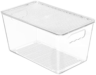 Vtopmart 1 Pack Clear Stackable Storage Bins with Lids and Handles, Medium | BPA-free Plastic, Organize Vertically, For Pantry Kitchen Fridge Cabinet Closet Bathroom, Built to Last, Easy to Move