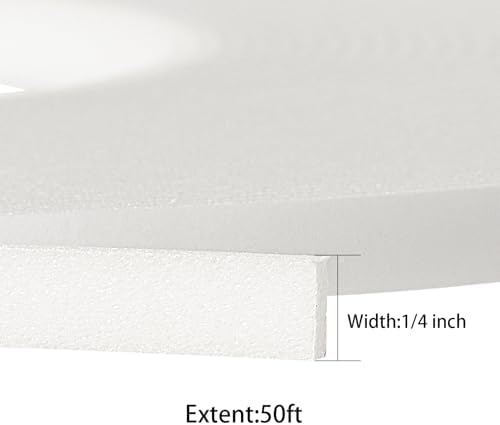 2 Roll of White Double Sided Foam Tape,PE Foam Tape，Sponge Soft Mounting Adhesive Tape (1/4 Inch by 50 Feet)