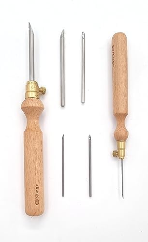 Nurge Premium Quality Punch Needle Kit, 3mm-4mm-5mm,1.2 mm - 1.6 mm - 2.2 mm Metal Tubes and Wooden Handle Punch Needle Kits for Adult Beginner, Embroidery Weaving Tools for Thread (Sets)