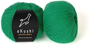 100% Baby Alpaca Yarn for Knitting & Crocheting - Set of 2 Skeins of Premium Yarn DK - Lightweight, Hypoallergenic & Thermal Peru Made - Ideal for Delicate Projects (GR107 - Tropical Green)