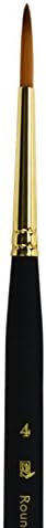Princeton Mini-Detailer Round Brush, Synthetic, Short Handle, Size 4, 1 Count