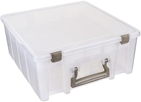 ArtBin 6899AZ Super Satchel Double Deep with Lift-Out Tray Storage Container, Portable Arts & Crafts Organizer with Removable Dividers, Clear
