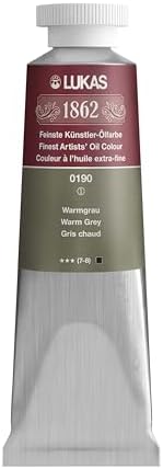 Lukas 1862 Professional German Oil Paint, Warm Grey 37 mL - w/Beeswax & Non-Yellowing Sunflower Oil, Short Drying Time, Smooth, Outstanding Lightfastness