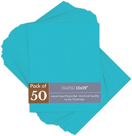 Aquamarine Blue 15x19 Uncut Premium Mat Board - No Opening - 50 Mats